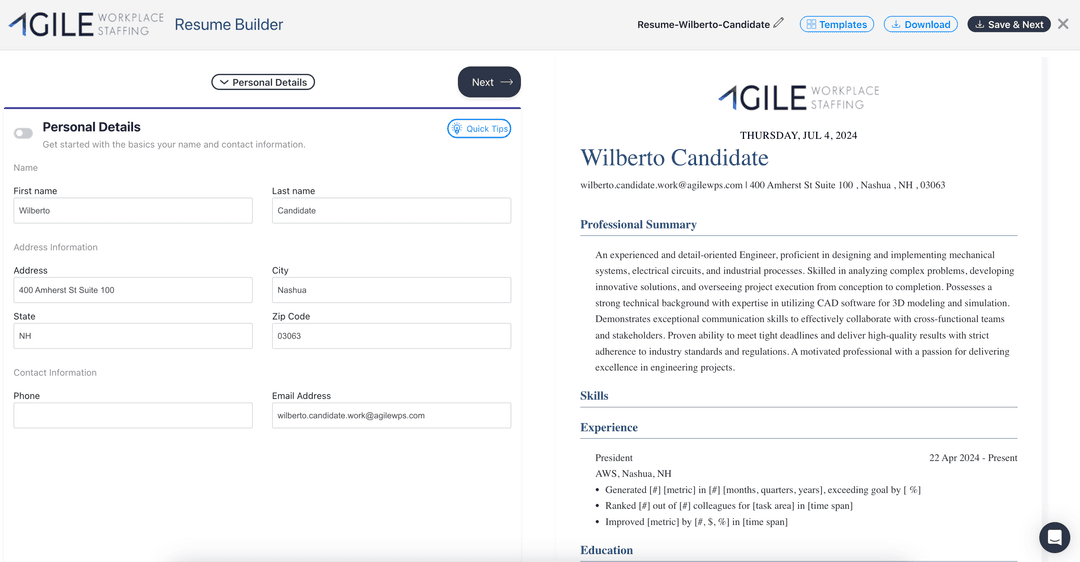 Resume Editor